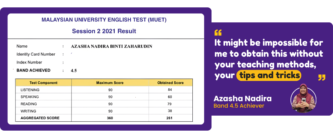 Testimonial MUET - Azasha Nadira