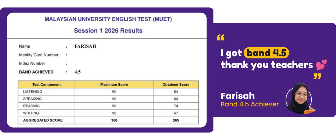 Testimonial MUET - Farisah